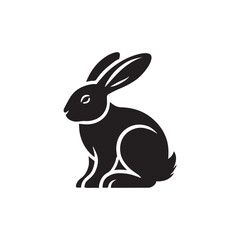 Black Color Rabbit silhouette design Vector Illustration, Solid White Background (3).eps