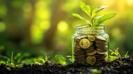 Sustainable financial planning flat design front view green economy theme water color vivid. 