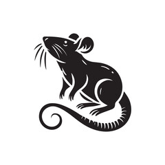 Black Color Rat silhouette design Vector Illustration, Solid White Background (5).eps