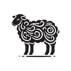 Fototapeta premium Black Color Sheep silhouette design Vector Illustration, Solid White Background (4).eps