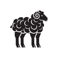 Black Color Sheep silhouette design Vector Illustration, Solid White Background (5).eps