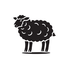 Black Color Sheep silhouette design Vector Illustration, Solid White Background (11).eps