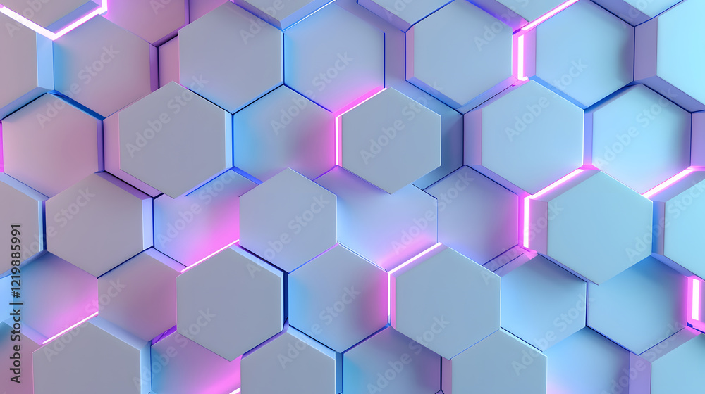 Poster minimal abstract background hexagon pattern, generative ai