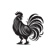Black Color Silkie Chicken silhouette design Vector Illustration, Solid White Background (11).eps