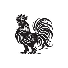 Black Color Silkie Chicken silhouette design Vector Illustration, Solid White Background (15).eps