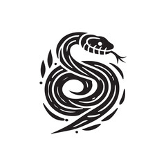 Black Color Snake silhouette design Vector Illustration, Solid White Background (1).eps