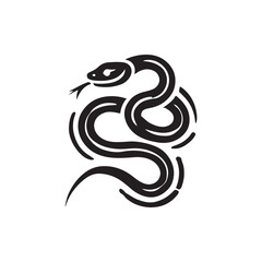 Black Color Snake silhouette design Vector Illustration, Solid White Background (5).eps