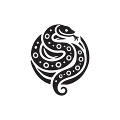 Fototapeta premium Black Color Snake silhouette design Vector Illustration, Solid White Background (6).eps