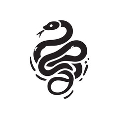 Black Color Snake silhouette design Vector Illustration, Solid White Background (8).eps