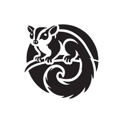 Black Color Sugar Glider silhouette design Vector Illustration, Solid White Background (4).eps