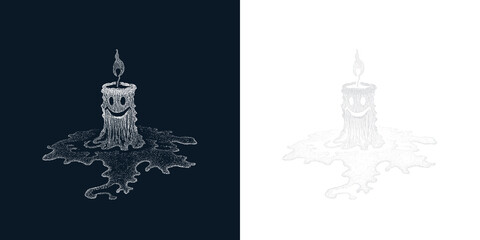 Melting happy candle with particle effect and transparent background