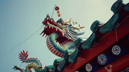 Fototapeta premium Chinese_dragon_photography_ancient_chinese_architectu