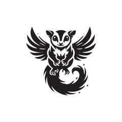 Obraz premium Black Color Sugar Glider silhouette design Vector Illustration, Solid White Background (12).eps