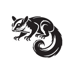 Black Color Sugar Glider silhouette design Vector Illustration, Solid White Background (16).eps