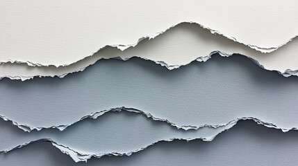 Fototapeta premium Gray textured paper with natural torn edges, soft matte effect, subtle shadows. The white and gray background of the paper is suitable for text.