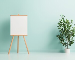 Minimalist Space with Easel and Greenery