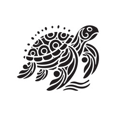 Black Color Turtle silhouette design Vector Illustration, Solid White Background (1).eps