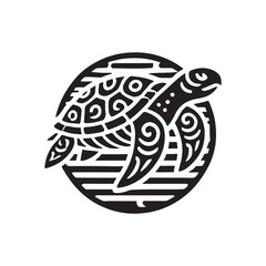 Fototapeta premium Black Color Turtle silhouette design Vector Illustration, Solid White Background (2).eps