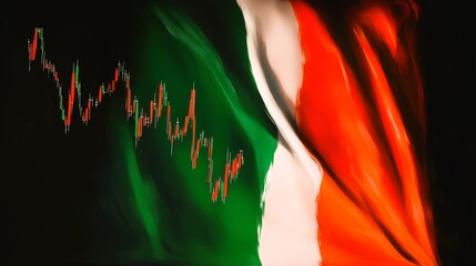 Italy Flag and Stock Chart
