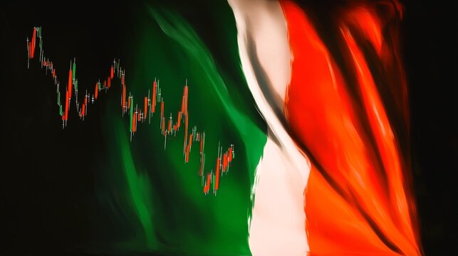 Italy Flag and Stock Chart - Powered by Adobe