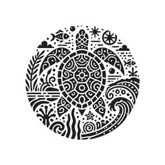 Black Color Turtle silhouette design Vector Illustration, Solid White Background (6).eps