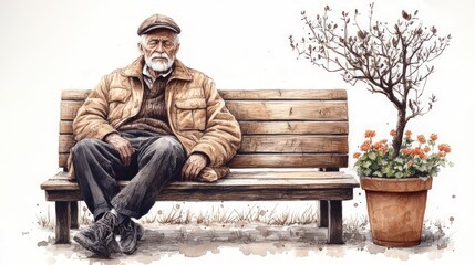 Fototapeta premium Here is a 10-word description of the image: Old man