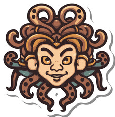 Obraz premium Smiling Creature With Octopus Hair Adornment
