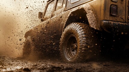 Muddy Vehicle Close-Up in Harsh Sunlight