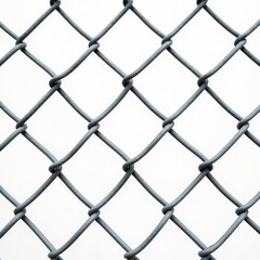 Fototapeta premium Gray chain link fence against white background
