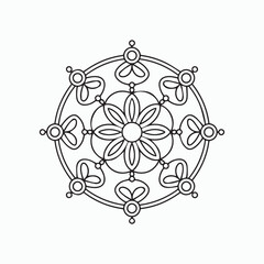 abstract floral ornament, pattern Mandala of thin lines isolated on white background