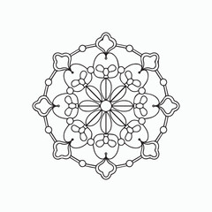 abstract floral ornament, pattern Mandala of thin lines isolated on white background