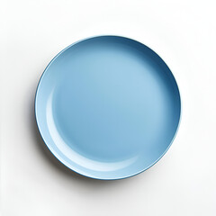 A simple, light blue plate on a white background. Perfect for minimalist designs and food photography.
