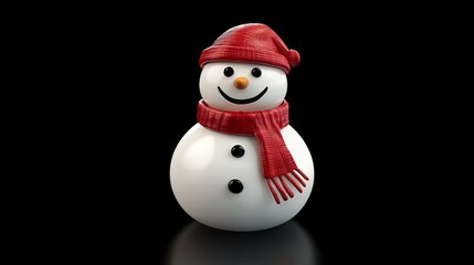 Cheerful snowman, winter holiday greeting, dark background, festive card
