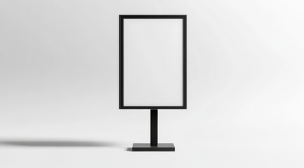 Blank black vertical stand-alone sign on white background.