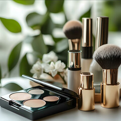 productos cosmeticos y de maquillaje de alta gama sobre un tocador muy estilizado