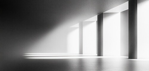 Obraz premium Minimalist Black and White Abstract Gradient Background with Noise Texture for Website Header Copy Space
