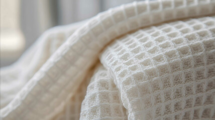 promotional macro shot of a nice waffle towel from a highend luxury home goods company