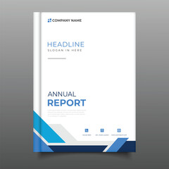 Modern blue business annual report cover template flyer design