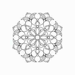 abstract floral ornament, pattern Mandala of thin lines isolated on white background