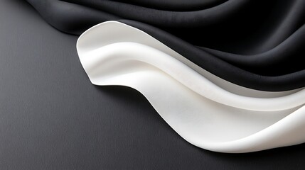 Obraz premium Abstract Black and White Fabric Drapery with Smooth Curves and Elegant Flowing Texture