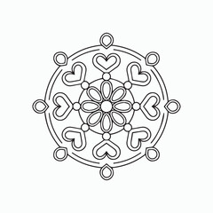 abstract floral ornament, pattern Mandala of thin lines isolated on white background