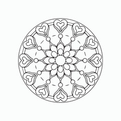 abstract floral ornament, pattern Mandala of thin lines isolated on white background