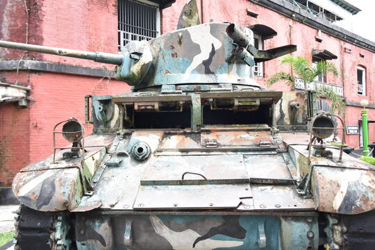 Old tank in front of Fort Van Der Wijck in Gombong City, Central Java, Indonesia. Built in 1818 in Dutch colonization era.