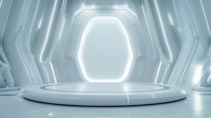 futuristic mech style podium for technology product display