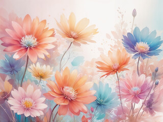 Obraz premium Abstract colorful flowers in soft color and blur style illustration