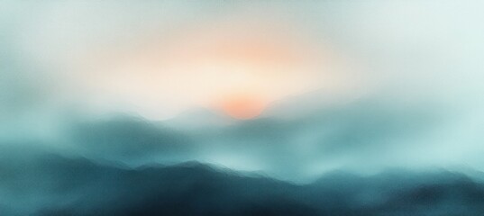 Fototapeta premium Serene Abstract Landscape with Soft Blue and Peach Gradients and Gentle Transitions