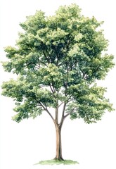 Watercolor Painting of a Lush Green Tree