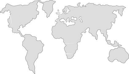 Vector sketch illustration silhouette simple plain world map design
