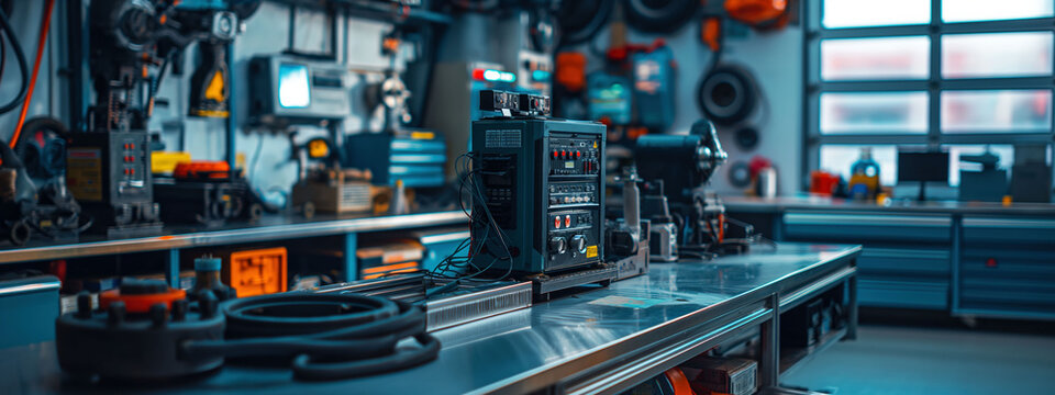 Modern car repair tools and gadgets enhance efficiency in a bright workshop environment