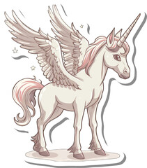 Fototapeta premium A Winged Unicorn Stands Gracefully Against A White Background